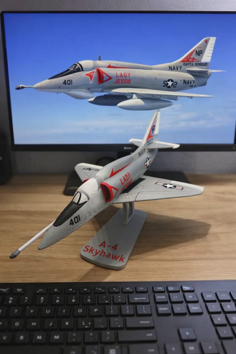 A-4 Skyhawk Loose Piece Display Model – 3D Printed Navy Jet Aircraft Decor