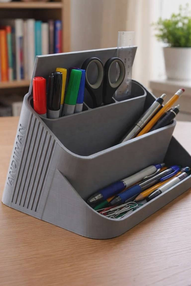 3D Printed Desk Organizer | Office Supply Holder | Pen Pencil and Stationery Storage Tray