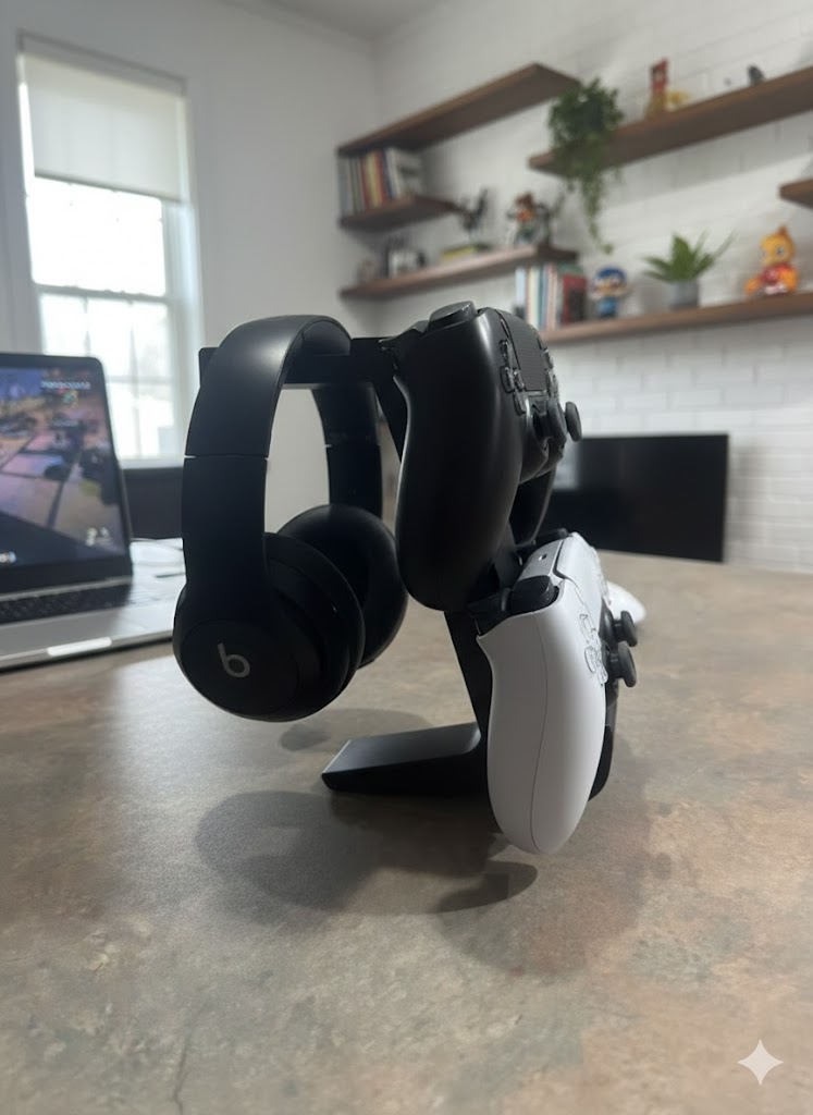Dual PS5 Controller Stand – Minimalist Gaming Desk Organizer & Display Holder