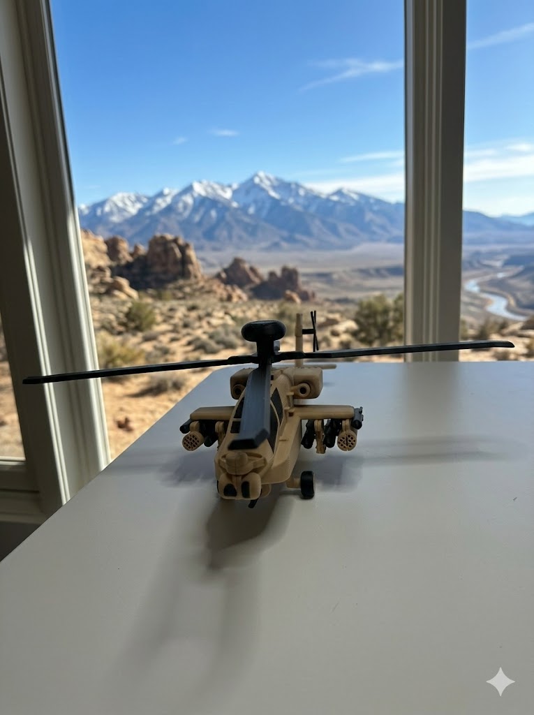 AH-64 Apache Helicopter 3D Printed Display Model – Military Attack Helicopter Edition
